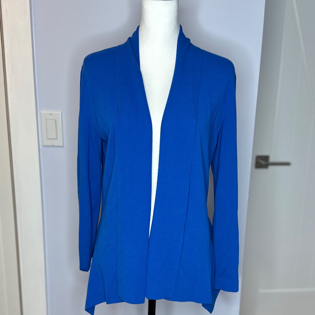 Lafayette 148 Royal Blue Knit Fitted Cardigan With Peplum. Size M. Like New!